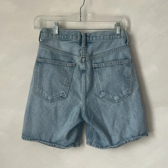 Agolde criss cross jean shorts size 23 revolve aritzia button fly long jorts - Picture 6 of 9